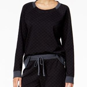 Alfani Quilted Style Pajama Top Blouse Sweatshirt Womens Black New Size XS